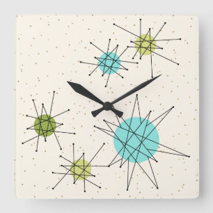 Iconic Atomic Starbursts Square Wall Clock