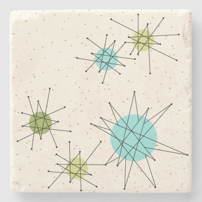 Iconic Atomic Starbursts Stone Coaster (Front)
