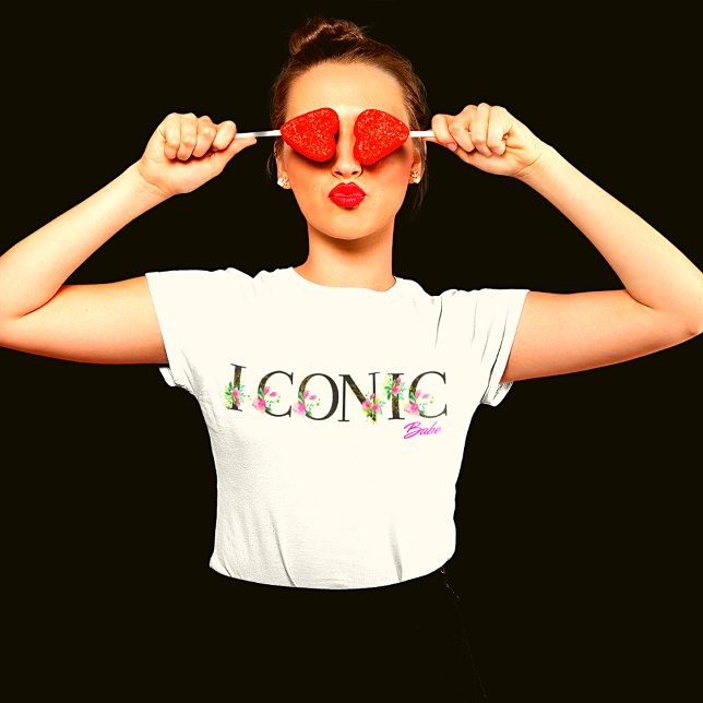 Iconic Babe Floral Text  T-Shirt (Creator Uploaded)