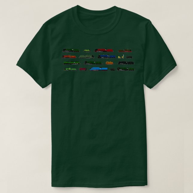 Iconic British Steam Trains T-Shirt (Design Front)