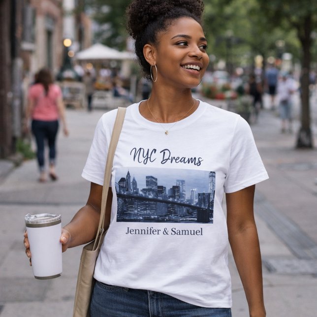 Iconic Brooklyn Bridge NYC Dreams Romantic Couples T-Shirt (Creator Uploaded)