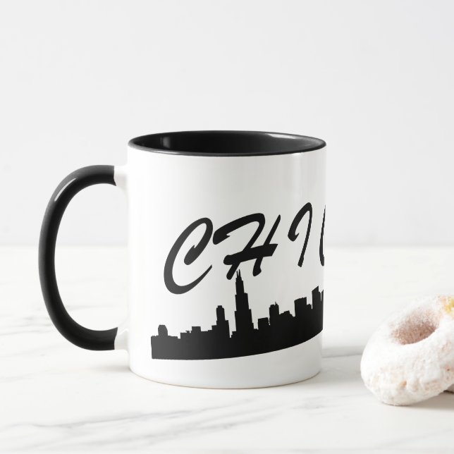 Iconic Chicago City Skyline Mug (With Donut)