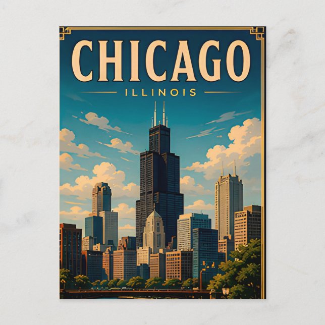 Iconic Chicago Skyline Memories Postcard (Front)
