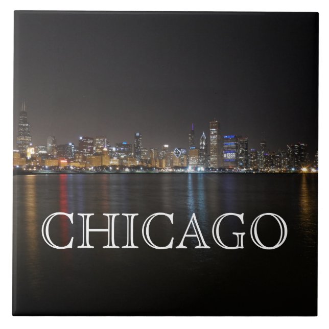 Iconic Chicago Skyline over Lake Michigan Tile (Front)