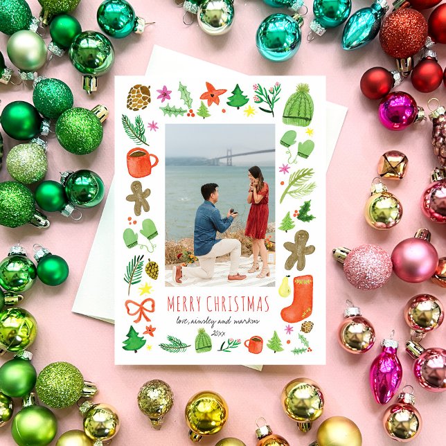 Iconic Christmas Watercolor Holiday Card (Iconic Christmas Watercolor Christmas Photo Card by Erika Firm)