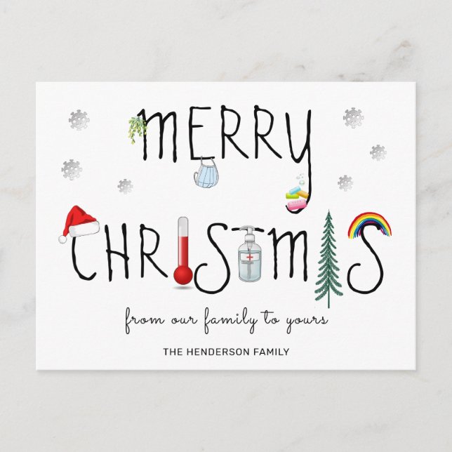 Iconic Covid19 Personalised Christmas Holiday Postcard (Front)