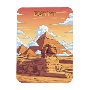 Iconic Egyptian pyramids and sphinx Magnet