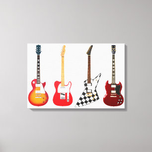 ICONIC ELECTRIC GUITARS 16x24 Canvas Print