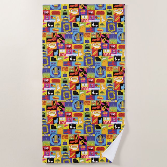 Iconic FRIENDS™ Pattern Beach Towel (Front)