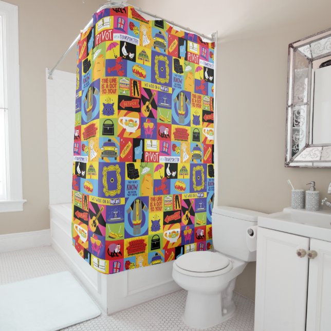 Iconic FRIENDS™ Pattern Shower Curtain (In Situ)