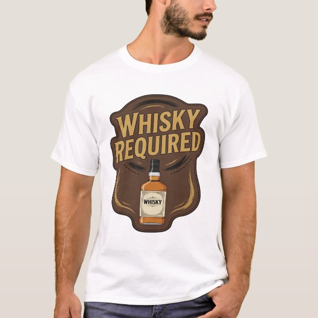 Iconic Gold WHISKY REQUIRED Design T-Shirt (Front)