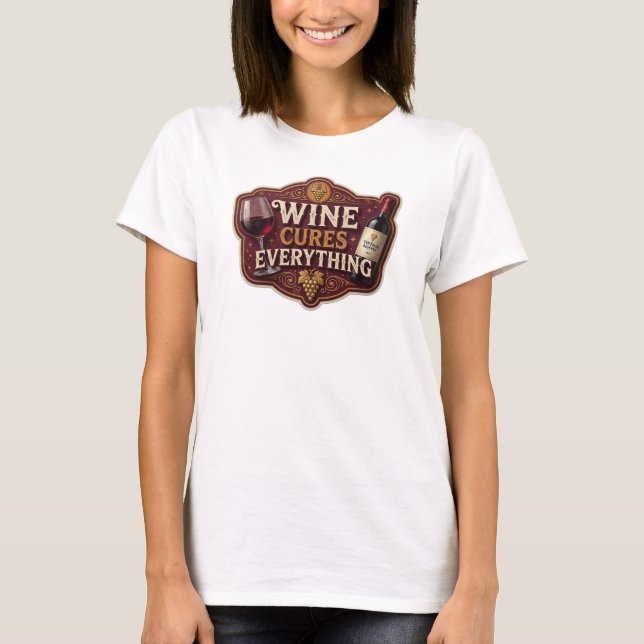Iconic Gold WINE CURES EVERYTHING Custom Tee (Front)