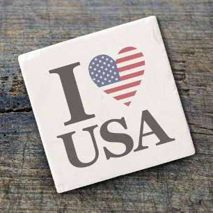Iconic "I ❤️ USA" Stone Coaster