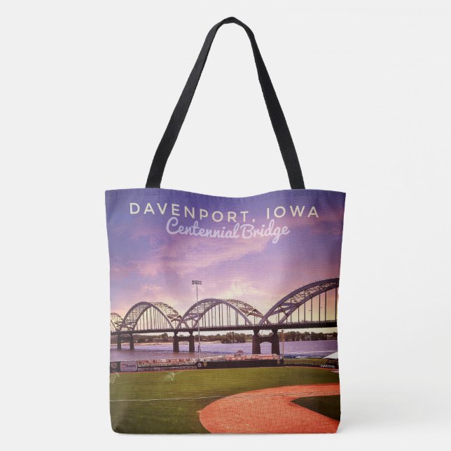 Iconic Iowa Centennial Bridge Large Tote Bag (Back)