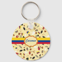 Iconic items from Colombia with flag