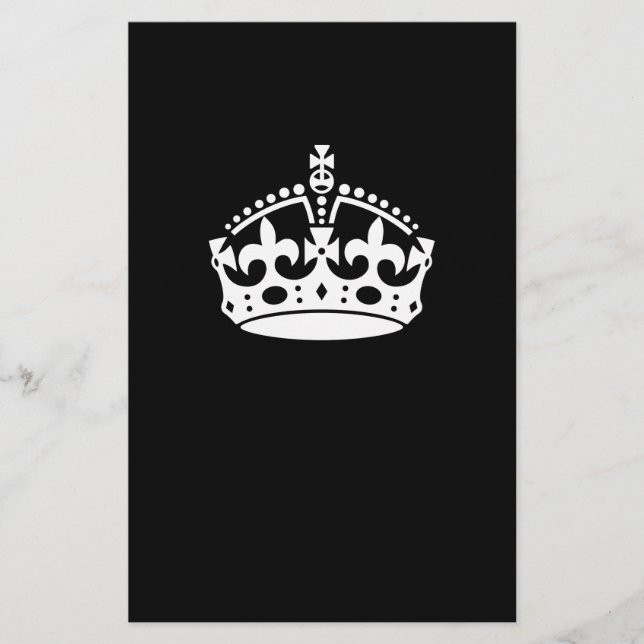 Iconic Keep Calm Crown on Black Stationery (Front)