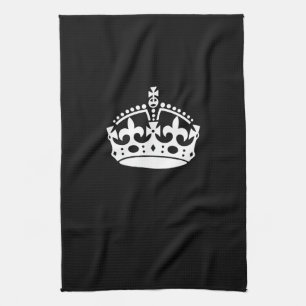 Iconic Keep Calm Crown on Black Tea Towel