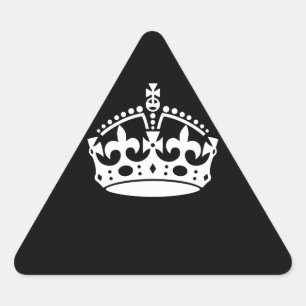 Iconic Keep Calm Crown on Black Triangle Sticker