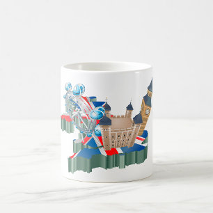 Iconic London Landmarks UK Map British Travel Coffee Mug