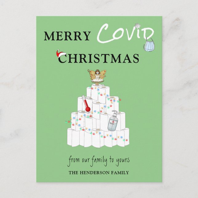 Iconic Merry Covid Christmas Holiday Postcard (Front)