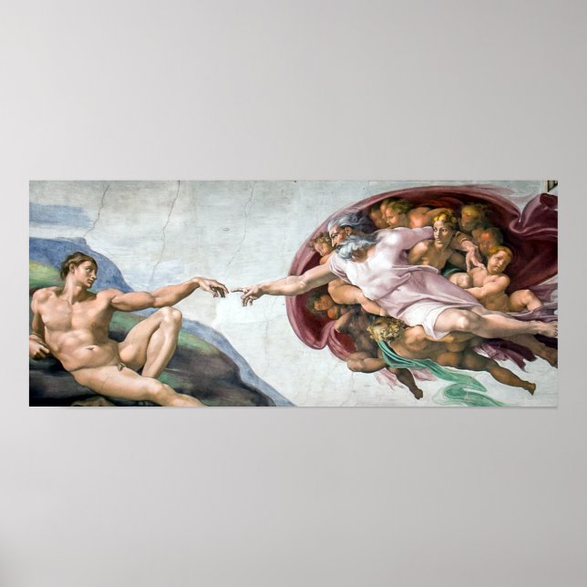 Iconic Michelangelo Creation of Adam Poster (Front)