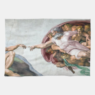 Iconic Michelangelo Creation of Adam Tea Towel