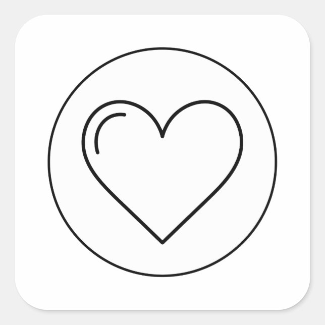 Iconic Minimal Heart Square Sticker (Front)