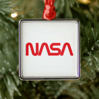 Iconic NASA Circa Square Ornament (Rocket White)