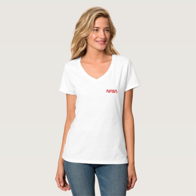 Iconic NASA Circa Women’s Rocket White Cotton T-Shirt (Front Full)