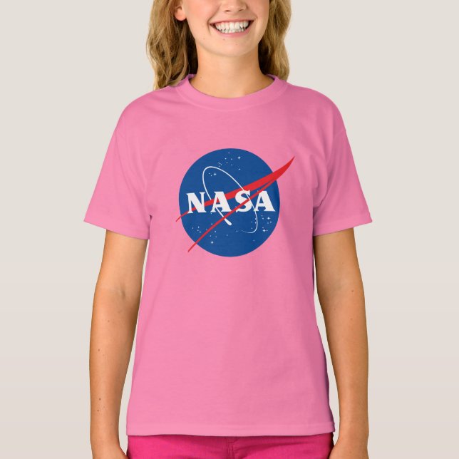 Iconic NASA Girls’ Cotton T-Shirt (Celestial Pink) (Front)