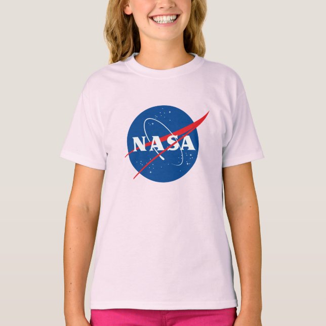 Iconic NASA Girls’ Cotton T-Shirt (Horizon Pink) (Front)