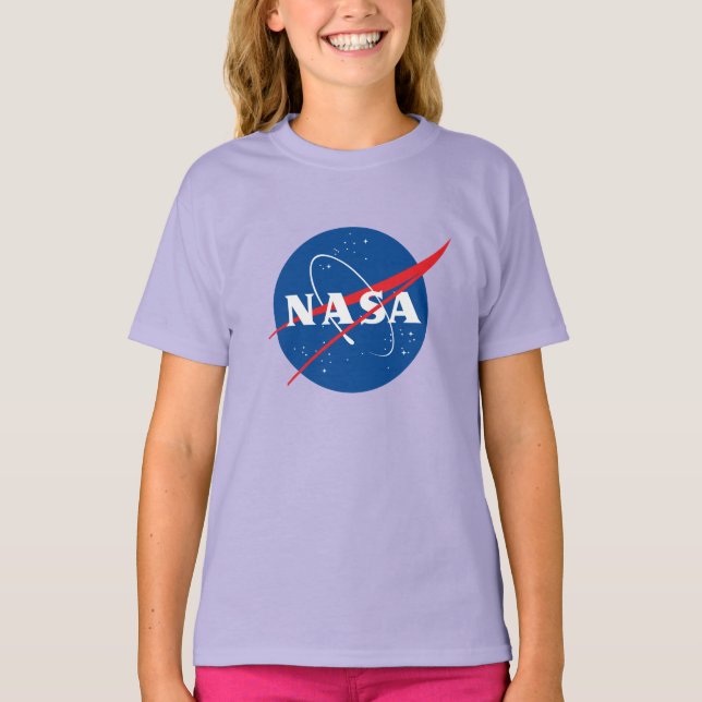 Iconic NASA Girls’ Cotton T-Shirt (Nova Violet) (Front)