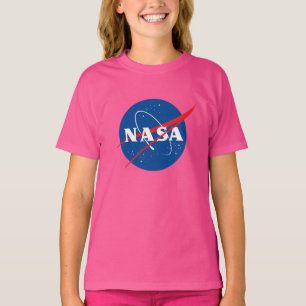 Iconic NASA Girls’ Cotton T-Shirt (Sunset Pink)