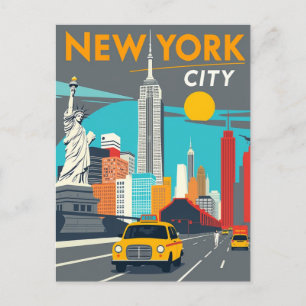 Iconic New York City Yellow Cab Postcard
