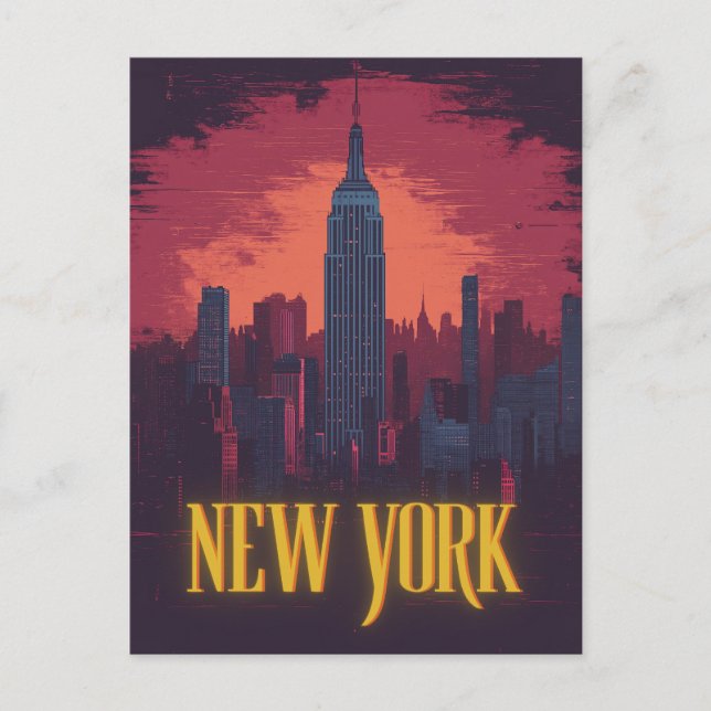 Iconic New York Cityscape – Nighttime Skyline Postcard (Front)