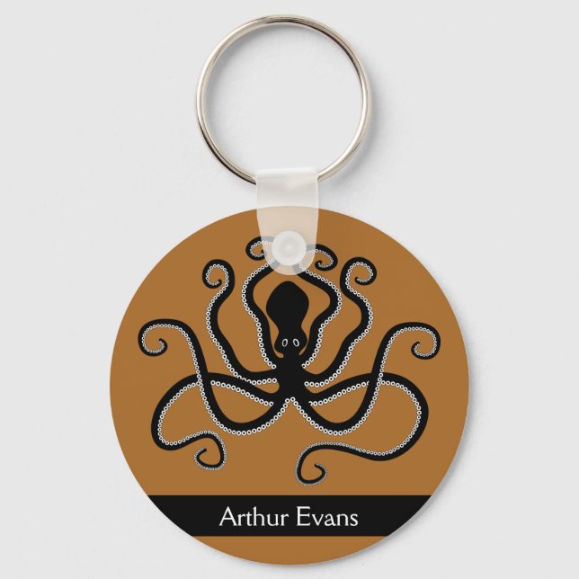 Iconic Octopus from Minoan Marine Style Pottery Key Ring (Front)