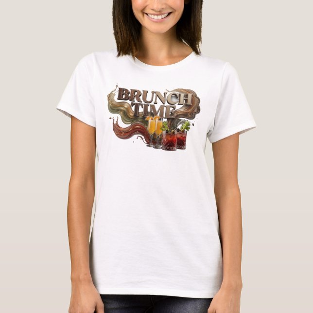 Iconic Orange BRUNCH TIME Text Design T-Shirt (Front)