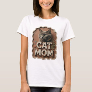 Iconic Orange CAT MOM Print T-Shirt