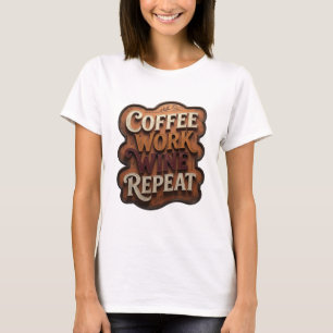 Iconic Orange COFFEE WORK WINE REPEAT Print T-Shirt