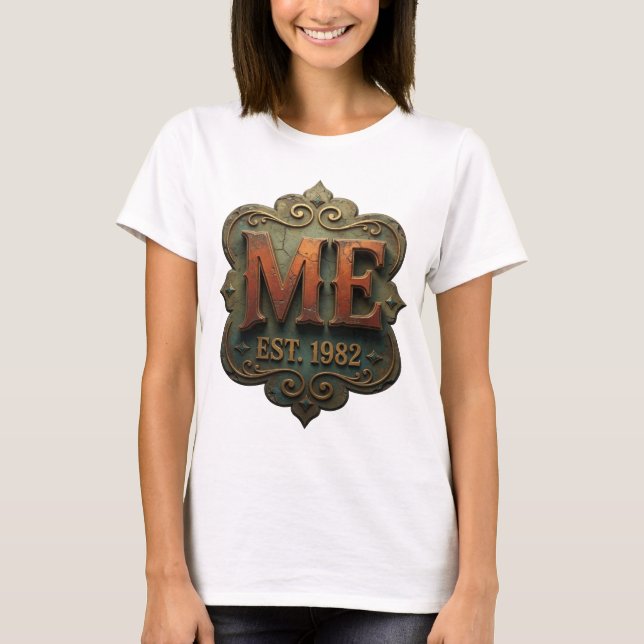 Iconic Orange ME EST 1982 Bold Design T-Shirt (Front)