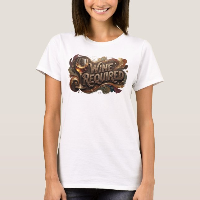 Iconic Orange WINE REQUIRED Print T-Shirt (Front)
