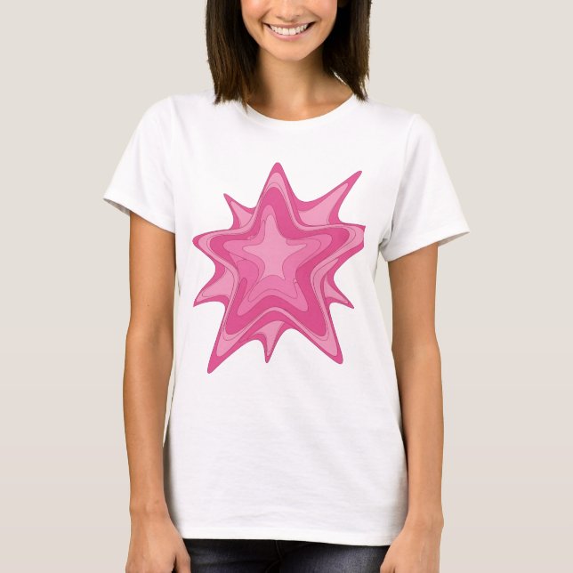 Iconic Pink PINK STAR Statement Design T-Shirt (Front)