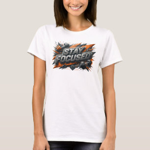 Iconic Pink STAY FOCUSED 3D Text Art T-Shirt
