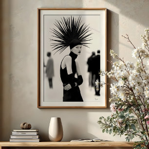 Iconic Presence: Avant-Garde Monochrome Fashion Poster