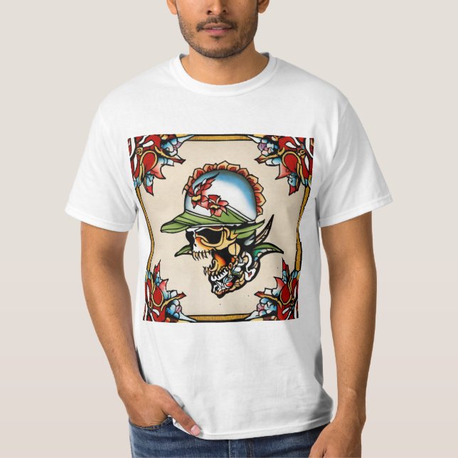 Iconic Sailor Jerry & Ed Hardy Tattoo Masterpiece T-Shirt (Front)