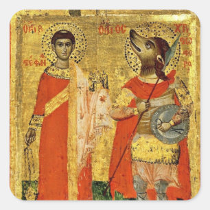 Iconic Saint Christopher with Soldier Square Sticker
