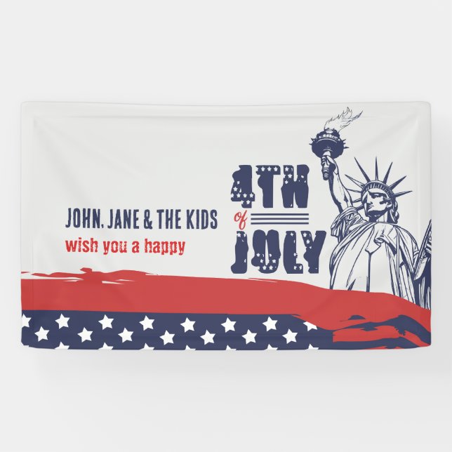 Iconic Salute to Liberty, 4th of July Banner (Horizontal)