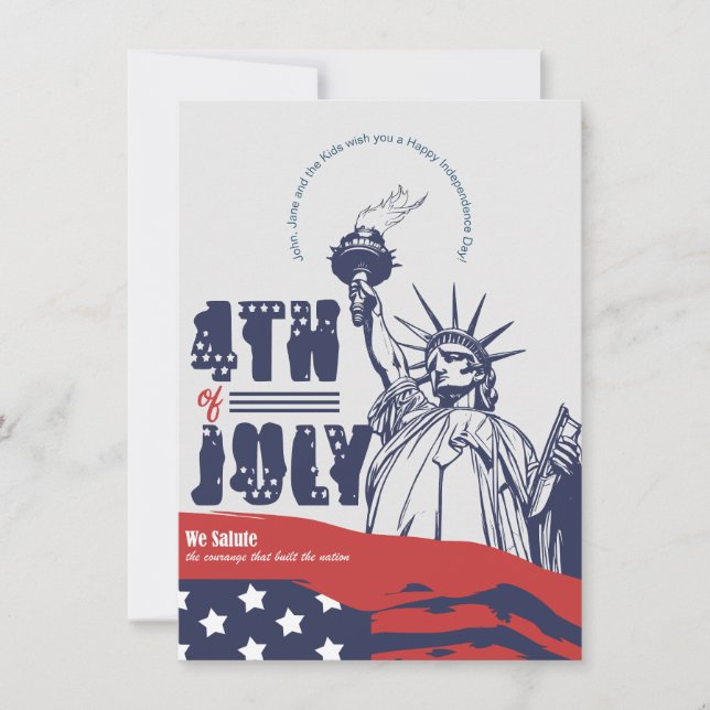 Iconic Salute to Liberty, 4th of July Holiday Card (Front)