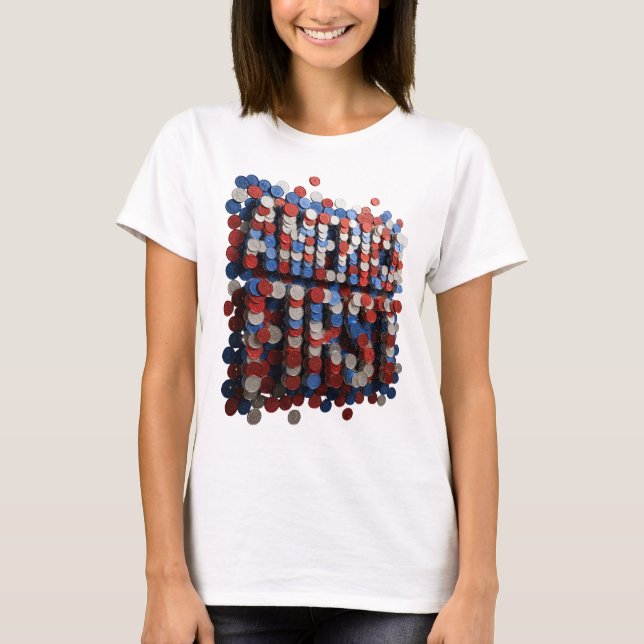 Iconic Silver AMERICA FIRST 3D Text Art T-Shirt (Front)