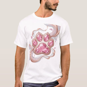 Iconic Silver ANIMAL PAW WITH PINK DIAMONDS T-Shirt